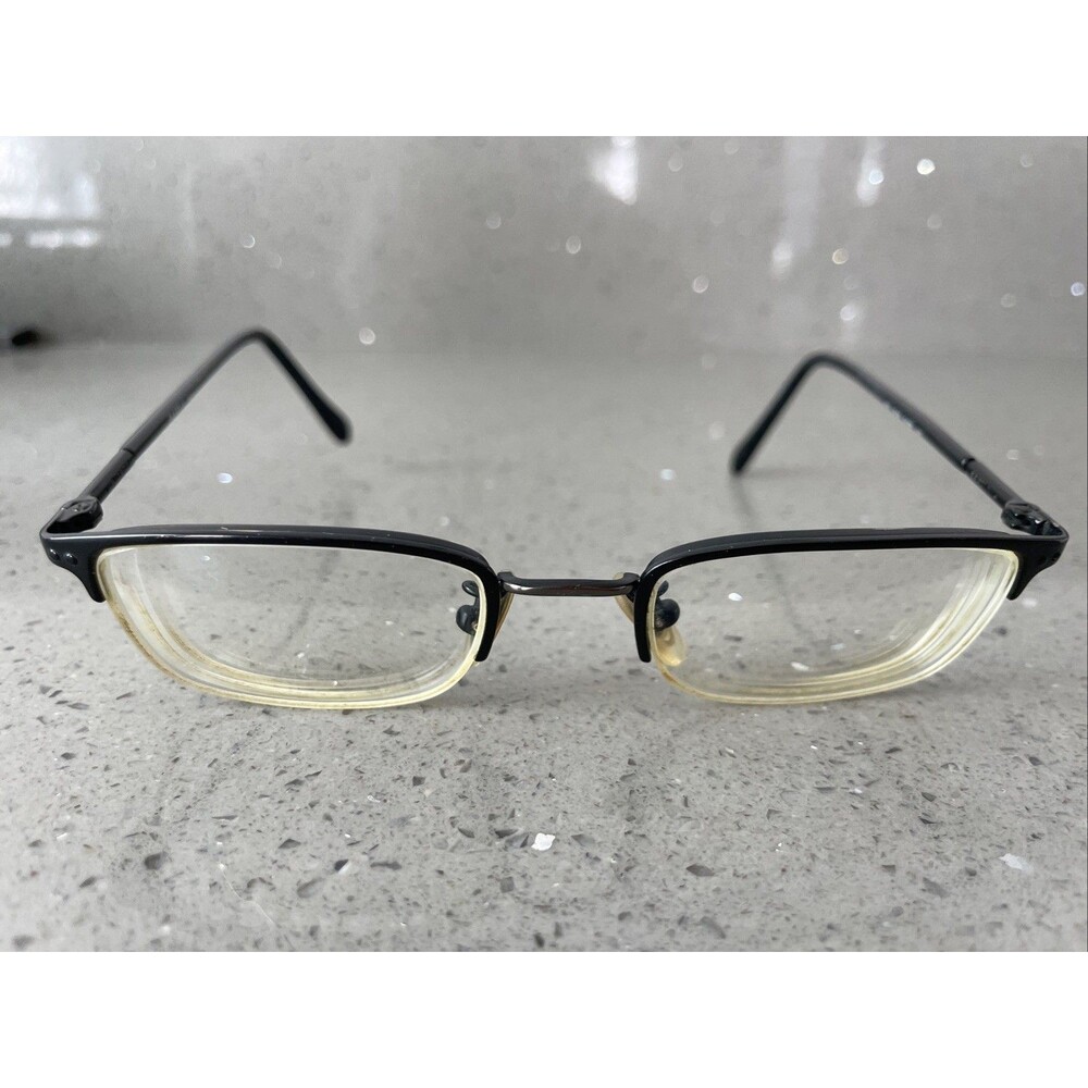 Safilo Elasta Eyeglasses Metal Frames ONLY Half rim Black 4144 0JVW 140